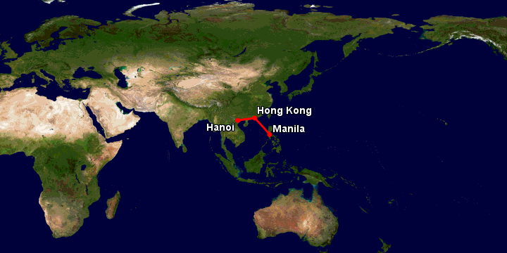 Bay từ Hà Nội đến Manila qua Hong Kong