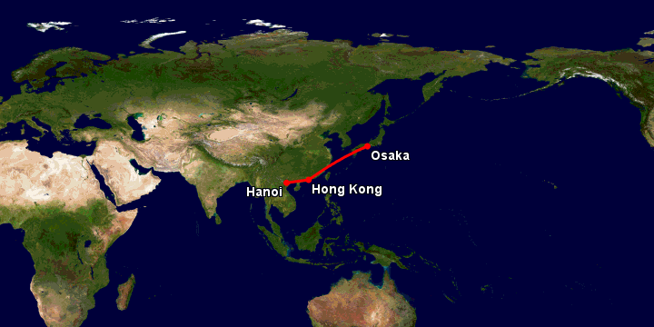 Bay từ Hà Nội đến Osaka qua Hong Kong