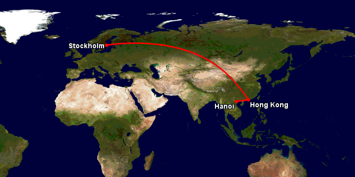 Bay từ Hà Nội đến Stockholm qua Hong Kong, Stockholm