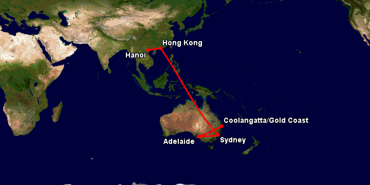 Bay từ Hà Nội đến Gold Coast qua Hong Kong, Sydney, Adelaide