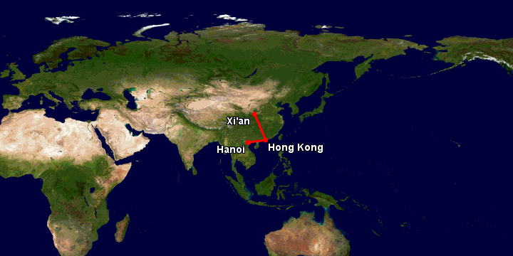 Bay từ Hà Nội đến Tây An qua Hong Kong