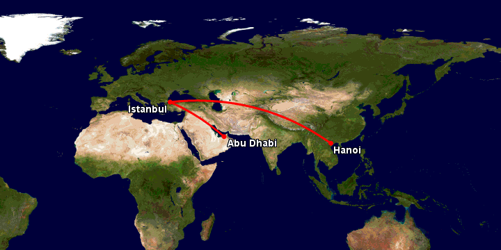 Bay từ Hà Nội đến Abu Dhabi qua Istanbul