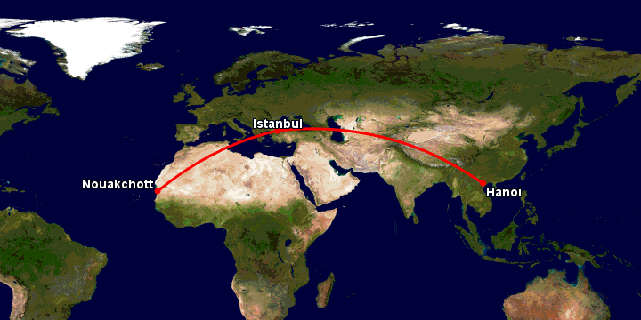 Bay từ Hà Nội đến Nouakchott qua Istanbul