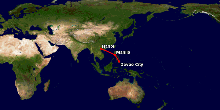 Bay từ Hà Nội đến Davao qua Manila