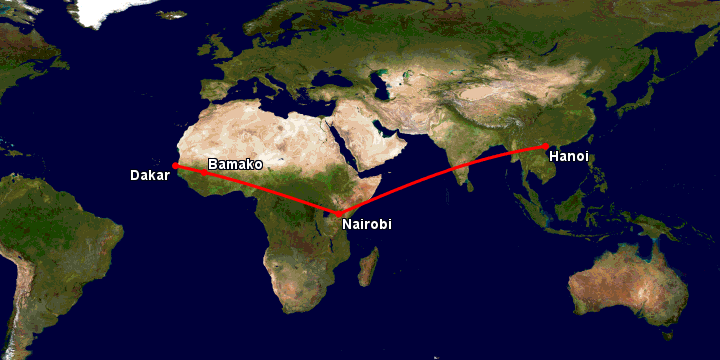 Bay từ Hà Nội đến Dakar qua Nairobi, Bamako