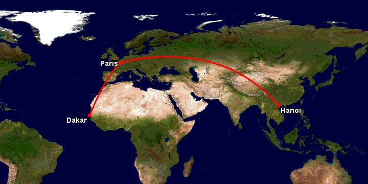 Bay từ Hà Nội đến Dakar qua Paris