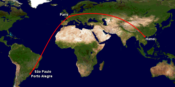 Bay từ Hà Nội đến Porto Alegre qua Paris, Sao Paulo