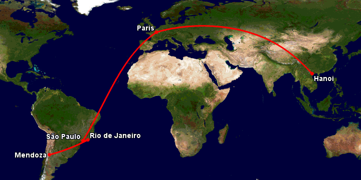 Bay từ Hà Nội đến Mendoza qua Paris, Sao Paulo, Rio de Janeiro