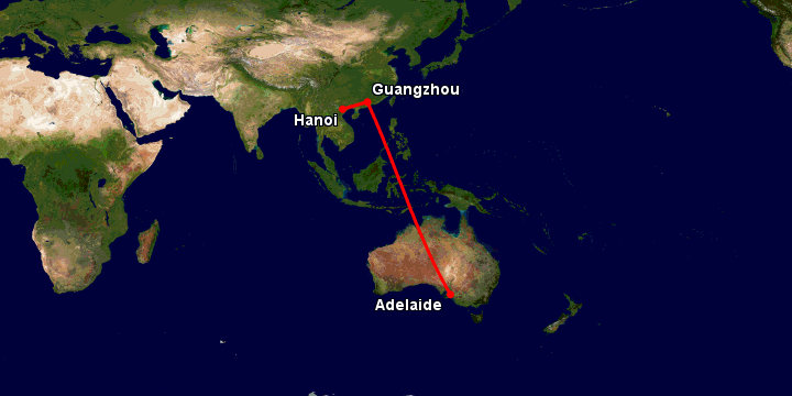 Bay từ Hà Nội đến Adelaide qua Quảng Châu