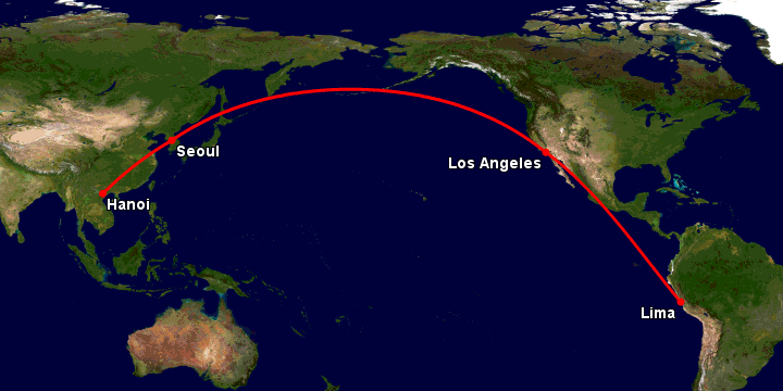 Bay từ Hà Nội đến Lima Pe qua Seoul, Los Angeles