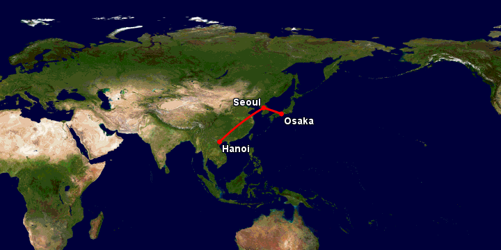 Bay từ Hà Nội đến Osaka qua Seoul