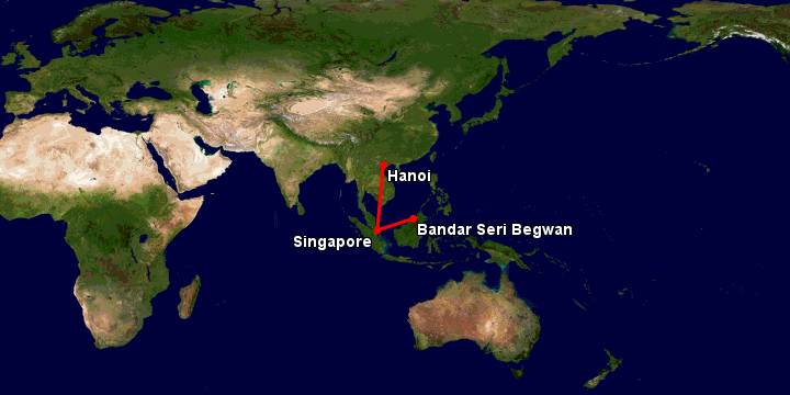 Bay từ Hà Nội đến Bandar Seri Begawan qua Singapore