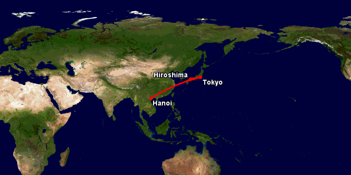Bay từ Hà Nội đến Hiroshima qua Tokyo