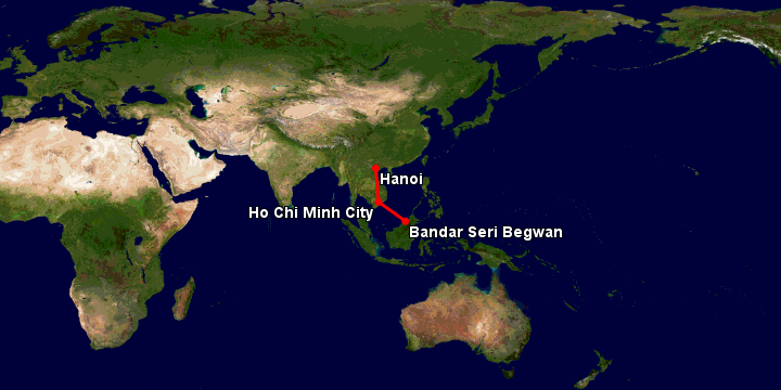 Bay từ Hà Nội đến Bandar Seri Begawan qua Tp.HCM