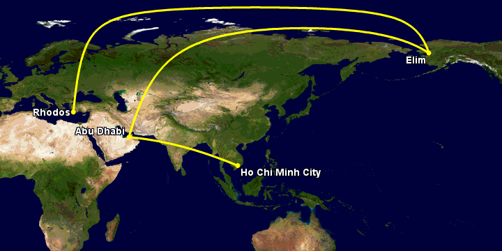 Bay từ Sài Gòn đến Rhodes qua Abu Dhabi, Moscow