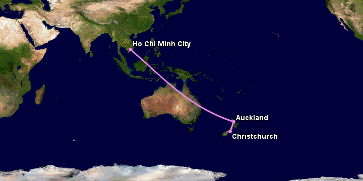 Bay từ Sài Gòn đến Christchurch qua Auckland
