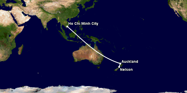 Bay từ Sài Gòn đến Nelson qua Auckland
