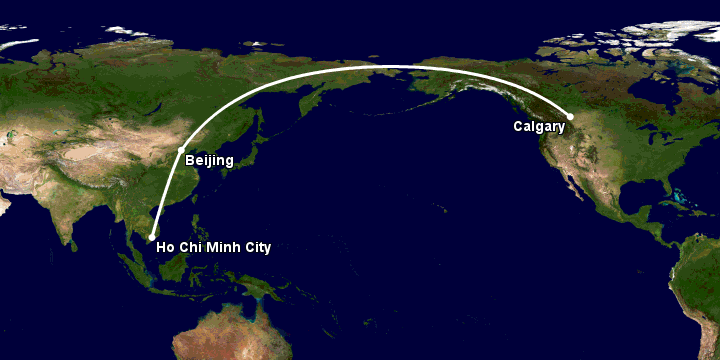 Bay từ Sài Gòn đến Calgary qua Bắc Kinh