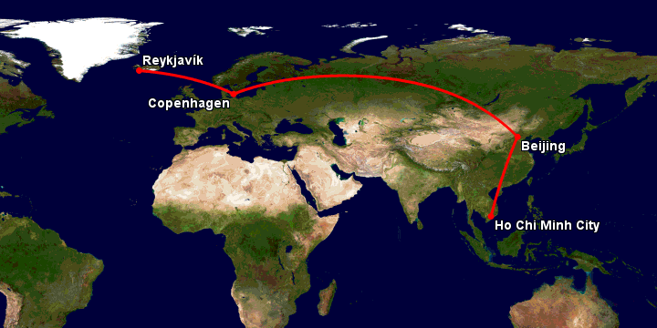 Bay từ Sài Gòn đến Reykjavik qua Bắc Kinh, Copenhagen