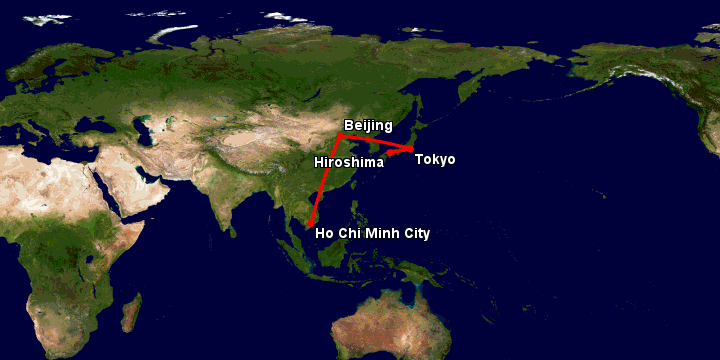 Bay từ Sài Gòn đến Hiroshima qua Bắc Kinh, Tokyo
