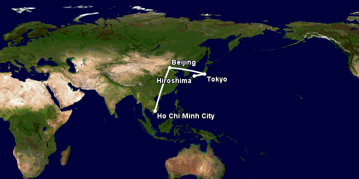 Bay từ Sài Gòn đến Hiroshima qua Bắc Kinh, Tokyo