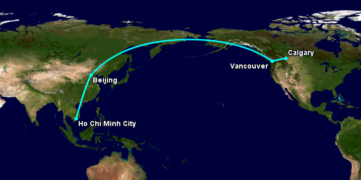 Bay từ Sài Gòn đến Calgary qua Bắc Kinh, Vancouver