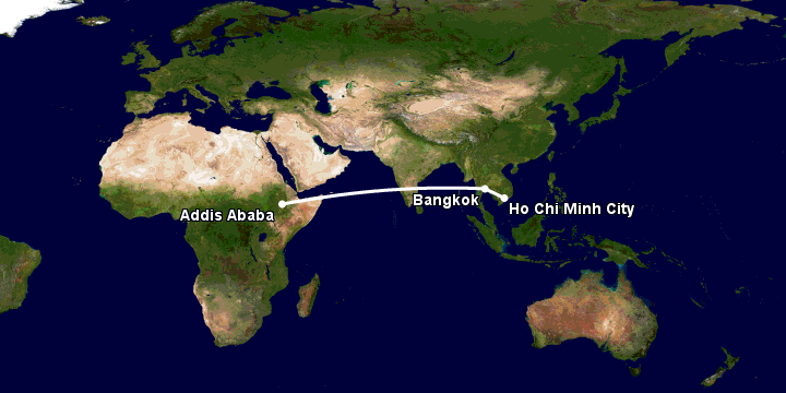 Bay từ Sài Gòn đến Addis Ababa qua Bangkok