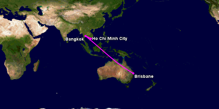 Bay từ Sài Gòn đến Brisbane qua Bangkok, Brisbane