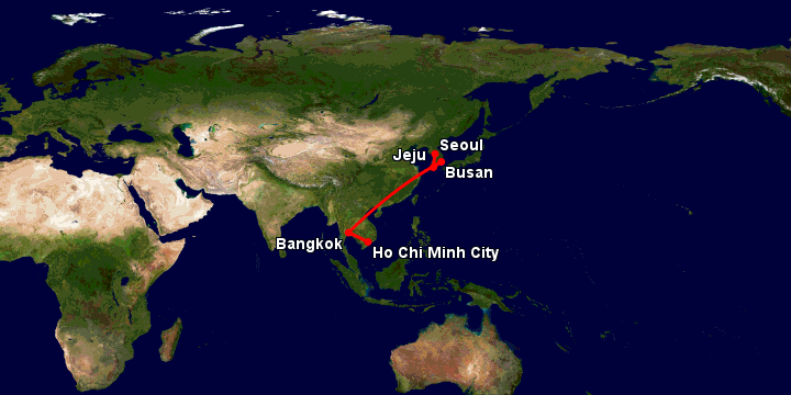 Bay từ Sài Gòn đến Seoul qua Bangkok, Busan, Jeju City