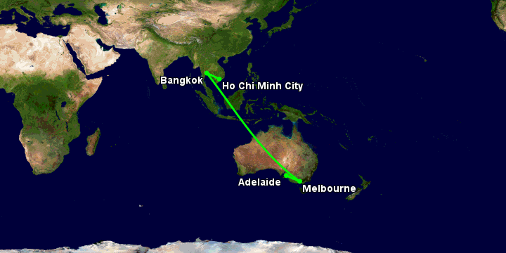 Bay từ Sài Gòn đến Adelaide qua Bangkok, Melbourne