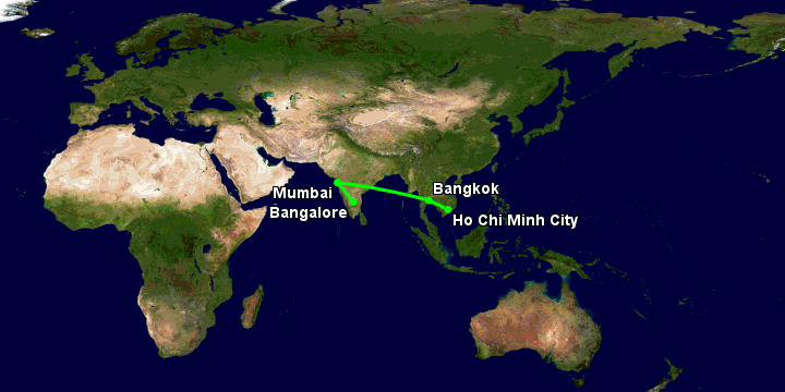 Bay từ Sài Gòn đến Bangalore qua Bangkok, Mumbai