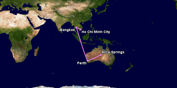 Bay từ Sài Gòn đến Alice Springs qua Bangkok, Perth