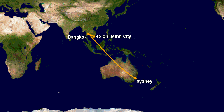 Bay từ Sài Gòn đến Sydney qua Bangkok