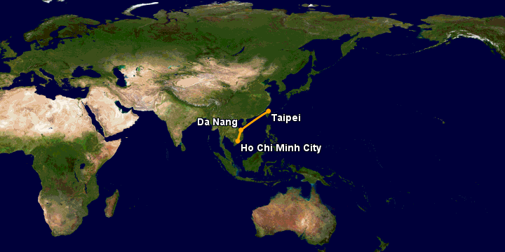 Bay từ Sài Gòn đến Đài Bắc qua Đà Nẵng