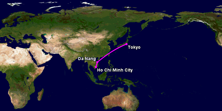 Bay từ Sài Gòn đến Tokyo qua Đà Nẵng