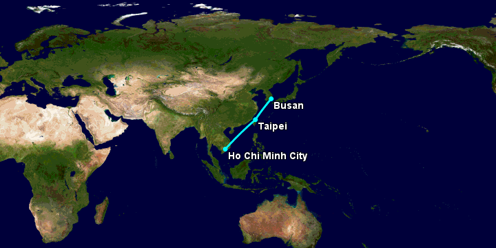Bay từ Sài Gòn đến Busan qua Đài Bắc