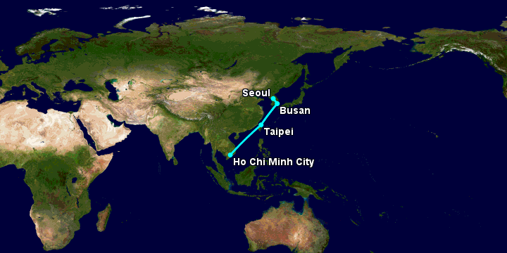 Bay từ Sài Gòn đến Seoul qua Đài Bắc, Busan, Seoul