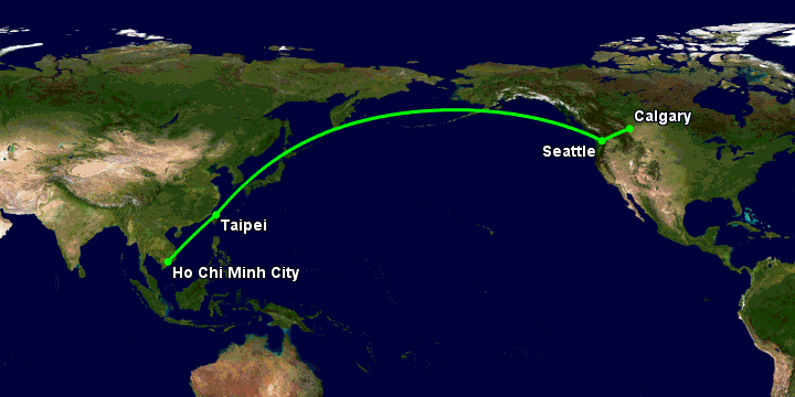 Bay từ Sài Gòn đến Calgary qua Đài Bắc, Seattle