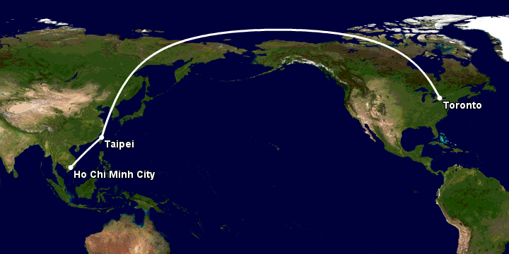 Bay từ Sài Gòn đến Toronto qua Đài Bắc
