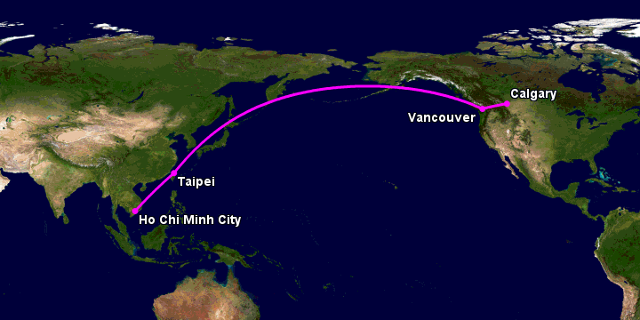 Bay từ Sài Gòn đến Calgary qua Đài Bắc, Vancouver