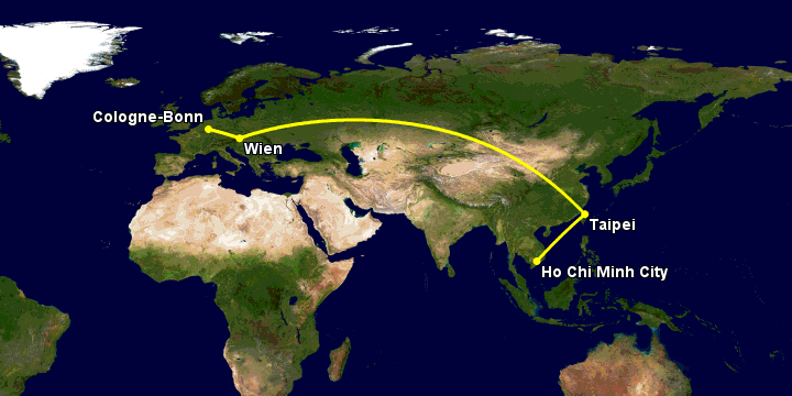 Bay từ Sài Gòn đến Bonn qua Đài Bắc, Vienna