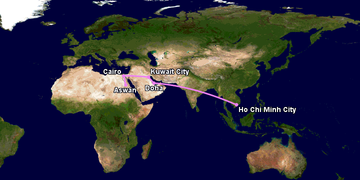 Bay từ Sài Gòn đến Aswan qua Doha, Kuwait City, Cairo