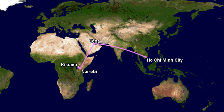 Bay từ Sài Gòn đến Kisumu qua Doha, Nairobi