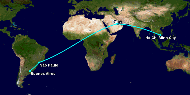 Bay từ Sài Gòn đến Buenos Aires qua Doha, Sao Paulo