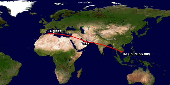 Bay từ Sài Gòn đến Algiers qua Dubai