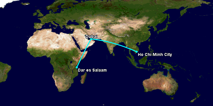 Bay từ Sài Gòn đến Dar Es Salaam qua Dubai