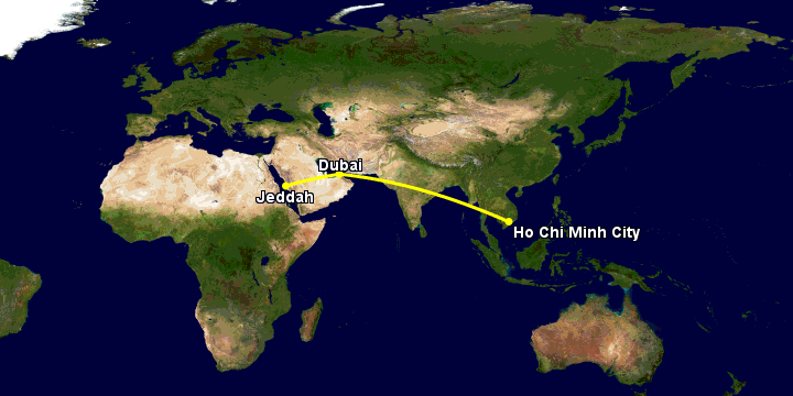 Bay từ Sài Gòn đến Jeddah qua Dubai