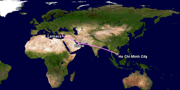 Bay từ Sài Gòn đến Larnaca qua Dubai