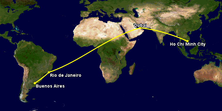 Bay từ Sài Gòn đến Buenos Aires qua Dubai, Rio de Janeiro