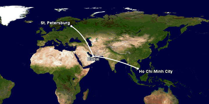 Bay từ Sài Gòn đến Saint Petersburg qua Dubai